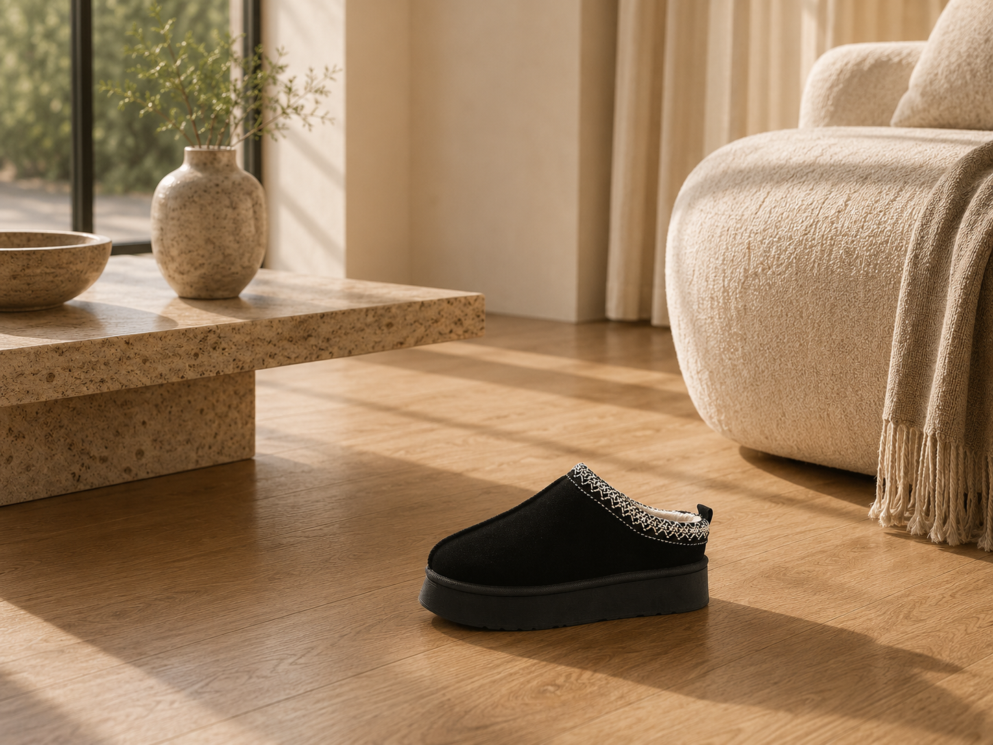 Cozy Faux Fur Center-Seam House Slippers